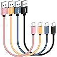 SUMPK Short USB C Cable 20cm 4 Packs, 3A Fast Charging USB 2.0 Data Transfer to Type C Phone Charger Cord Nylon Braided Compatible with Samsung Galaxy S10 S9, Pixel 3, LG V30, Charging Station
