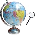 GeoKraft Educational 8 Inch Political Metal World Globe with Magnifying Glass