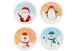 com-four® 4x wielokrotnego uzytku ogrzewacze do rak – kieszonkowe poduszki grzewcze z zimowym motywem – swiateczne wzory (4 sztuki - motywy zimowe kolorowe)