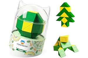 Monster Go Snake Puzzle, 24 Bloques Twist Magic Snake Rompecabezas Juguete Sensorial para Niños(Amarillo - Verde)