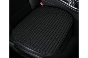 SMIUPIN Coprisedile auto universale in tessuto di lino, protettore del sedile dell'auto, cuscino antiscivolo per auto, camion, furgoni. (cuscino di seduta-anteriore, nero)