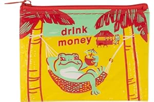 Blue Q Coin Purse ~ Drink Money. Made from 95% recycled material, the ultimate little zipper bag to corral coins, gift cards, ear buds. 3"h x 4"w.