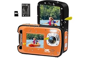 ISHARE 17FT Underwater Camera 4K 48MP Waterproof Camera for Snorkeling，Dual Screen Auto Focus Digital Camera with 32GB Card,18X Zoom Fill Light Compact Cameras for Kids/Adult/Elderly/Beginners