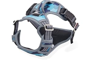 Dociote Anti Zug hundegeschirr Brustgeschirr Sicherheitsgeschirr mit Griff und Reflektorstreifen No Pull Geschirr für mittele & große Hunde S Tarn blau