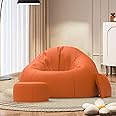 Biggie Bean Bag with Beans Filled 4XL Bean Bag Sofa with Free Cushion and Footrest - Official : RelaxSack Combo (Matching Color : Regular, Orange)
