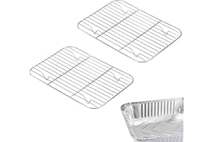 Linkidea Confezione da 2 griglie in acciaio inox compatibili con Stock Your Home, Stack Man, Nicole Home Collection, usa e getta, mezza dimensione, 24,4 x 19,1 cm, griglia cablata per griglia, teglia