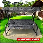 3 Kişilik Salıncak L&uuml;ks Kılıf Seti Mindersiz Gri &Ouml;r&uuml;mcek Desen 164 * 47 cm