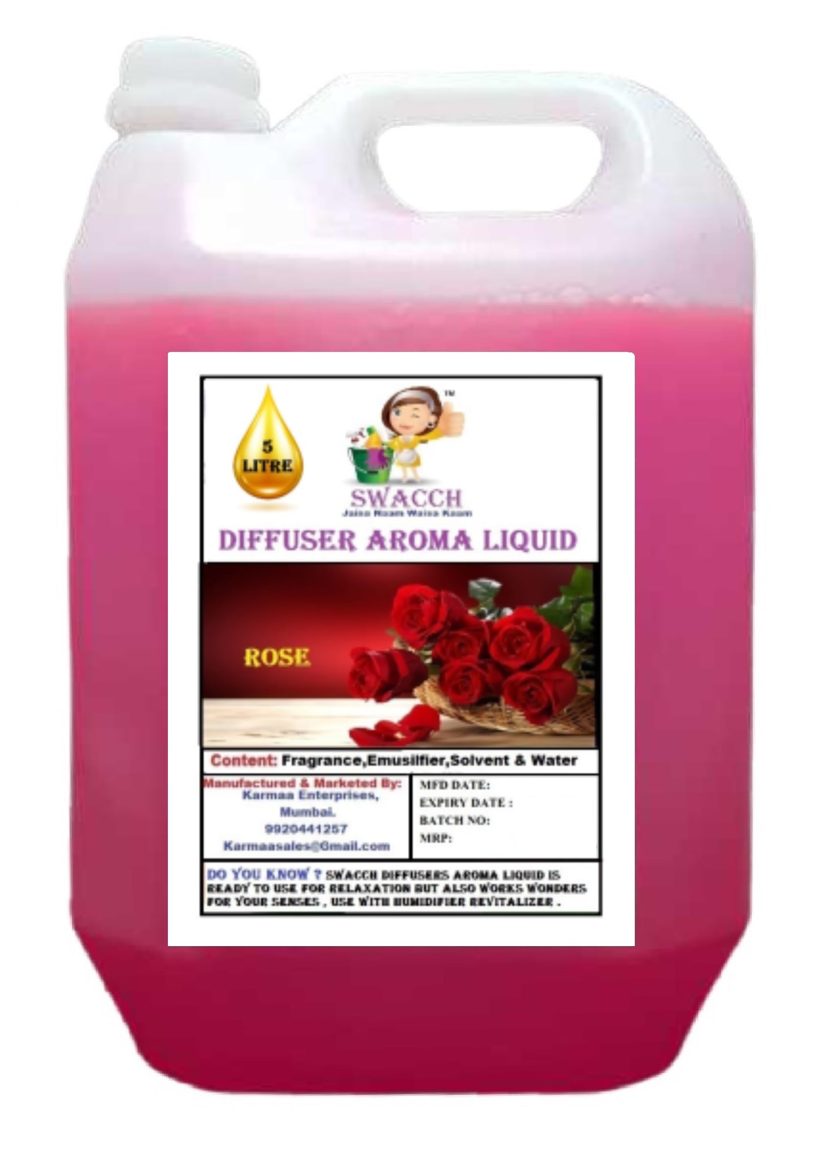 Swacch Diffuser Aroma Liquid Rose (Ready to use) 5 Litre