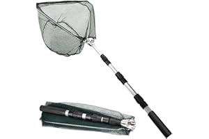 UQMIQURA Kescher Angeln, 126cm Teleskop-Kescher, Teleskop-Fischernetzkescher mit Griff, Faltbare Kescher, Outdoor Angelzubehör Angeln Kescher für Kinder Erwachsene