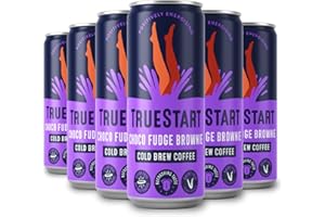 TrueStart Cold Brew Coffee, Chocolate Fudge Brownie, 12 x 250ml - Sugar-Free Iced Coffee, Ready-To-Drink Cold Coffee, Dairy Free Ice Coffee Can, Canned Coffee for On-the-go Boost