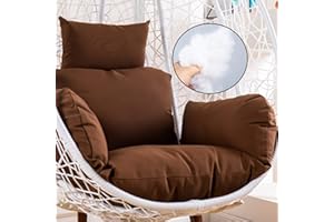 Yadlan Coussin Fauteuil Suspendu Exterieur Jardin, Lavable Coussin de Chaise Suspendue Oeuf, éPais Impermeable Coussin pour Hamac Suspendu avec Dossier Appuie-TêTe Accoudoirs Brown