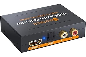 MICROWARE Neoteck HDMI Audio Extractor HDMI to Optical Spdif Toslink Converter + HDMI Video Adapter Splitter with UK Power Adapter-DAC HD Digital to Analog Stereo R/L for Blu-ray DVD HD Box PS3 PS4