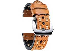 BINLUN Skórzany pasek do zegarka dla mężczyzn, ręcznie robiony skórzany pasek do zegarka w stylu retro, 20, 22, 24, 26 mm, dla kobiet, zamiennik, gruby pasek do zegarka vintage