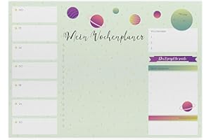 ‎FRIENDLY FOX Friendly Fox Schreibtischunterlage Papier PLANETEN - Wochenplaner A3 Block aus Papier zum Abreißen - 25 Blatt - Bürounterlage Schreibtisch für Jungen Mädchen Teenager Erwachsene