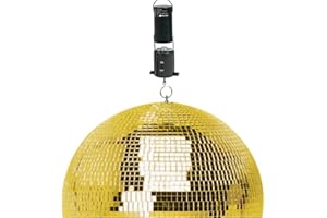 MP Essentials Branded Lightweight Dance Disco Party DJ Mirror Ball (500mm 20", Gold + Revolving Motor)