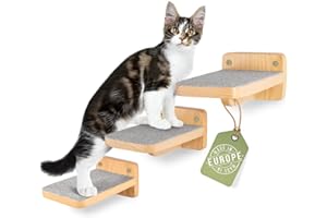 WOOWOOD® Ścianka wspinaczkowa dla kotów I schody dla kotów, zestaw 3 szt. I schody dla kotów na ścianę I drabinka dla kotów wspinaczka I kot ściana I rozmiar M