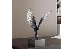 OMELPIS Resin Statue Creative Abstract Art Eagle Sculpture Ornaments Modern Simple Home Office Décor Crafts for living room TV cabinet shelf Table Desk Foyer Decorations Gift Clear Black Blue H'30CM