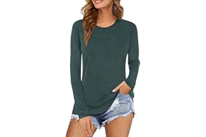 Beluring Damen Tshirt Rundhals Oberteile Basic Kurzarm/Langarm Longshirt Bluse Tops