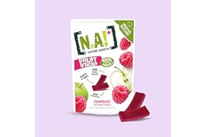 N.A! Nature Addicts - Sachet de Fruit Sticks Framboise 40g - 100% Issu de Fruits - Sans Sucres Ajoutés, Sans Édulcorants ni Conservateurs - Sachet Refermable à Emmener Partout -