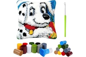 Kinsinder Kit de gancho de pestillo de bricolaje, materiales de almohada 3D, kit de bordado de gancho de punto de cruz, funda de cojín de sofá con herramienta de gancho de pestillo, apto para niños y