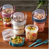 Kakt&uuml;sKedi 4 'l&uuml; Set &Ccedil;atallı Kaşıklı Atıştırmalık Yemek Yoğurt M&uuml;sli Granola Diyet Kabı - Yemek Saklama Kabı 716776