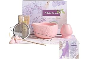 SNUGGET Matcha-Schneebesen-Set, 7-teilig, Matcha-Teeset für die Zubereitung von Latte, japanisches Matcha-Set mit traditionellem Chasen für authentische Teezeremonie (Rosa, 7PCS)