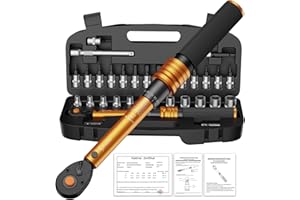 SS SHOVAN Drehmomentschlüssel Fahrrad 1/4 Zoll, 3-25 Nm, ±3% Fehlergenauigkeit, 72 Zähne Ratsche, 33TLG Torque Wrench Set für Motorrad und Bike, inklusive Verlängerungsstangen, 1/4"- 3/8" Adapter, Stecknüsse