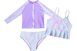 Happy Cherry Swimsuit 3pcs Sun Protection Kids Girls 3-8 Years Tankini Set Rash Guard Shirt Swimwear Set for Kids