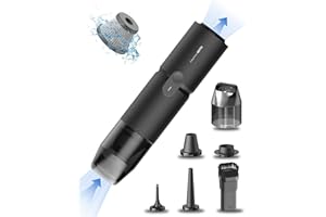 HOTO Mini Aspirateur à Main, 4 en 1 Multifonctions Aspirateur Voiture Puissant& Souffleur de Poussière, 15000 PA Aspirateur de Table, Aspirateur Portatif pour Voiture/Table/Clavier