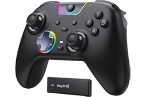 EasySMX Manette PC sans Fil avec Boutons Silencieux/RGB/Déclencheurs Hall à Deux Niveaux/Joystick sans Dérive, X05PRO Contrôleur Mobile pour PC/Switch/Android/iOS/Steam/Android TV Box, 1000 mAh, Noir
