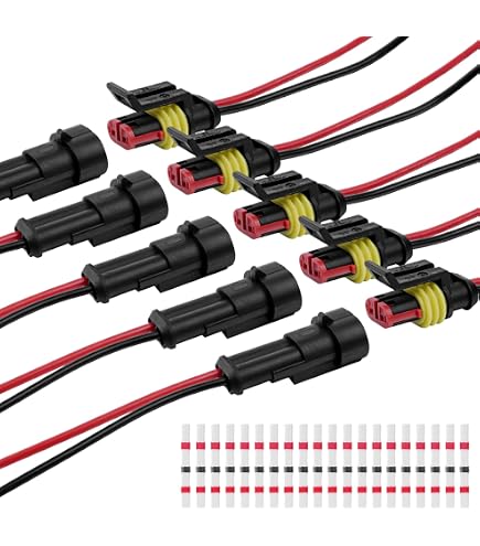 HUAZIZ Connecteurs Étanches 4 Broches 20AWG - 6 Kits Avec Fils Et Joints Pour Voiture, Moto & Bateau