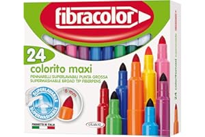 Fibracolor Pennarelli Colorito Maxi confezione 24 colori, punta grossa, superlavabili