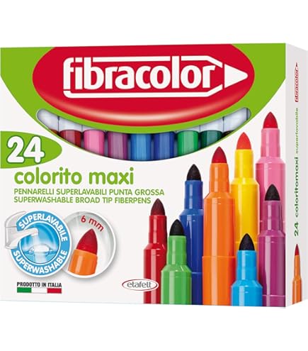 FIBRACOLOR Colorito + Coloritone – Confezione 72 Pennarelli Con Punta Fine (2,9mm) E Grossa (5mm) – Superlavabili – Made In Italy
