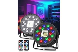 MOSFIATA 2PCS Strobe Stage Lights, 18 LED Lamps and 36 White Bead Strobe Lights,WRGB Party Disco Lighting, Par Lights for Musical Stage Halloween Parties
