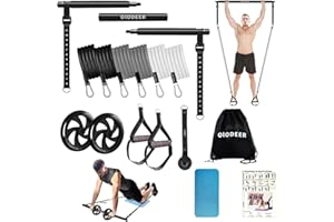 Pilates Bar Kit with Resistance Bands, OLODEER Pilates Reformer Exercise Bar with Ab Roller at Home Workout Equipment, Pilates Bar Set for Full Body Training Women & Men