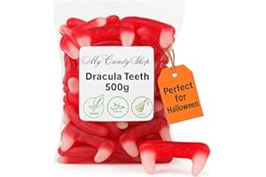 MYCANDYSHOP Vegan Dracula Teeth Jelly Sweets - 500g - Vegetarian Halloween Party Vegan Sweets In Bulk Cheap - Spooky Shaped Sweetie Tooth Gummy