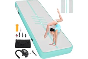 Air Matte Track 3M/4M, YITAHOME Tumbling Matte/fibre de carbone Latéral/style rue avec pompe à air Hauteur 10 cm Tumbling Matte, tapis de gymnastique gonflable Tapis de gymnastique