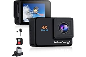 Xilecam Cámara Deportiva 4K WiFi Cámara Impermeable 4 * Zoom Micrófono Externo 131FT Camara Acuatica Impermeable con 2 Baterías de 1350 mAh y Bolsa de Accesorios Multifuncional
