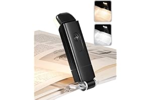 DEWENWILS Luce per Lettura Libri a Letto, Luce da Lettura a LED portatile con clip, 4 Luminosità regolabili, 2 Colori (Ambra/Bianco) Lampada Lettura ricaricabile USB, perfetta per Amanti dei Libri