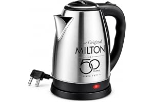 Milton Appliances Go Electric Kettle 1.8 Litre I 3X Protection - Dry Boil, Auto Shut Off, Overheat I 1350 Watt I Super Fast Boiling I Stainless Steel I 360° Power Base I 1 Year Warranty