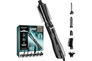 REVAMP Hot Air Styler - 6 in 1 Multi Style, Rotating Hair Dryer Brush for Volumising Blow Dry, Hair Styler for Waves and Curls, Straightening, Smoothing, Quick Blow Dry Brush x 6 Attachments
