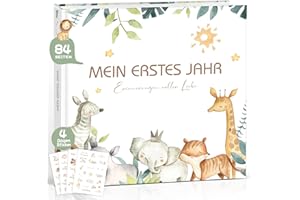 HYGGARTN Mein erstes Jahr Babyalbum, Hochwertig Babytagebuch Baby Erinnerungsbuch für das erste Lebensjahr, Fotobuch Babygeschenk Geschenke für Geburt Mädchen &Junge & werdende Mütter Hardcover Waldtieren