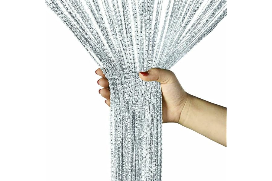 Smilegirl String Door Curtain Fly Insect Bug Screen String Doorways Divider Glitter Retro Tassel Doors Doorways Dividers Window Curtain Panel Party Decorations (Grey)
