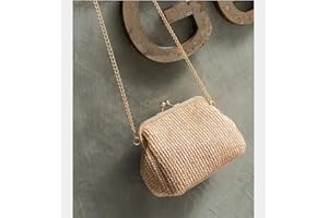 YFZCLYZAXET Sac De Soirée Femme Pochette De Paille Faite À La Main Fourre-Tout Vintage Femmes Sac De Soirée Sac À Main De Fête Portefeuille Plage Sac À Main Chaîne Dame Sac De Messager-Marron