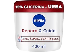 NIVEA Repara & Cuida Crema hidratante corporal, facial y para manos (1 x 400 ml), crema hidratante con glicerina y urea, 72 h de hidratación para piel extra seca y áspera