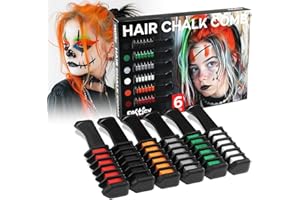 ‎FESTICY Festicy Haarkreide für Mädchen Set I 6 Halloween Farben inkl. Schwarz, Weiß & Rot I Perfekt für Halloween Kostüm Frauen & Kinder I Halloween Haarschmuck I Schnell auswaschbar u. ungiftig