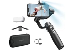 hohem iSteady Mobile Plus Kit Smartphone Gimbal Stabilisator,3-Achsen Handy Gimbal mit Licht,360° unendliche Rotation,Maximale Nutzlast 280g,Android und Phone Gimbal,YouTube TikTok Video Stabilisator