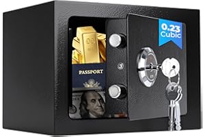 Safe Tresor mit 3 Schlüssel, 23x17x17cm Tresor für Zuhause, Kleine Möbeltresor für Bargeld, Schmuck und Dokumente (Black)