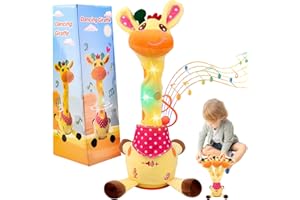 Quixion Dancing Singing Talking Recording Giraffe Toys Repeat What You Say, Singing Dancing Giraff-e Toy with Volume Control Function, Interactive Baby Toy,Giraffe Toy,Baby Encourage Speech Toys Gifts