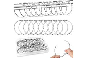 GAODUANLUOLUO 40 Stück Vorhangringe Metall, 50mm Gardinenringe zum Öffnen, Duschvorhang Ringe, Vorhang Hängend Ringe für Duschvorhänge und Gardinenstangen Buchringe (Silber)